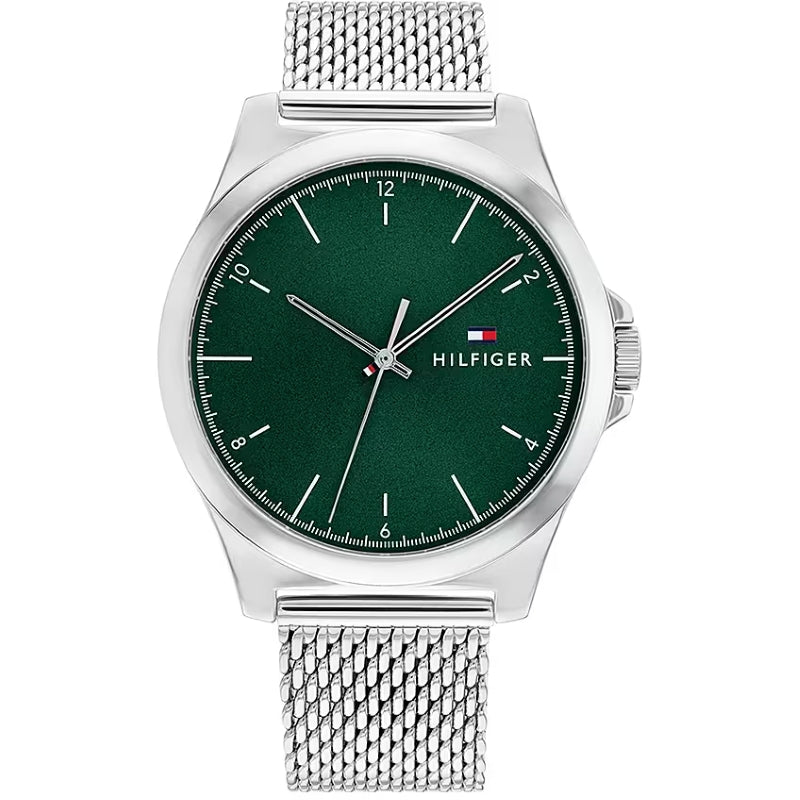 Timeless Silver Mesh with Dark Green Dial