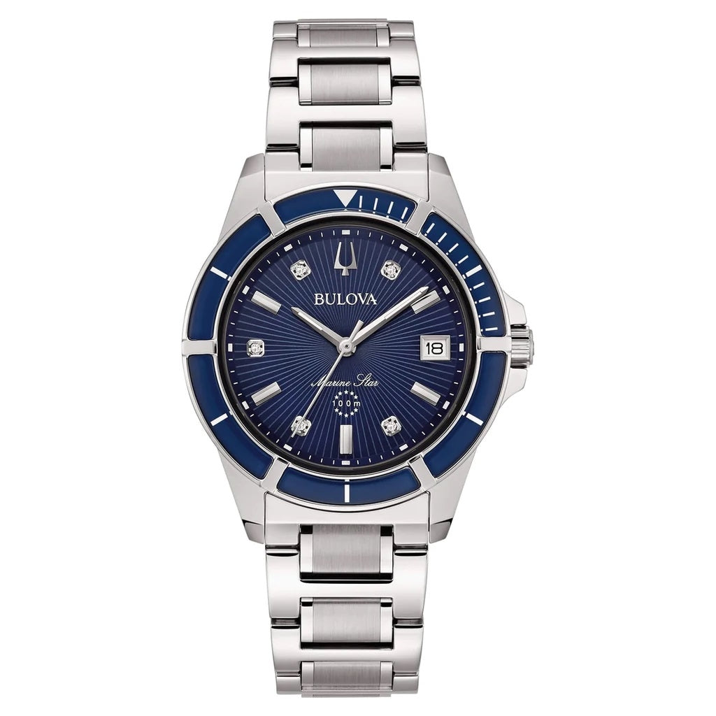 Bulova Marine Star Silver Blue Watch