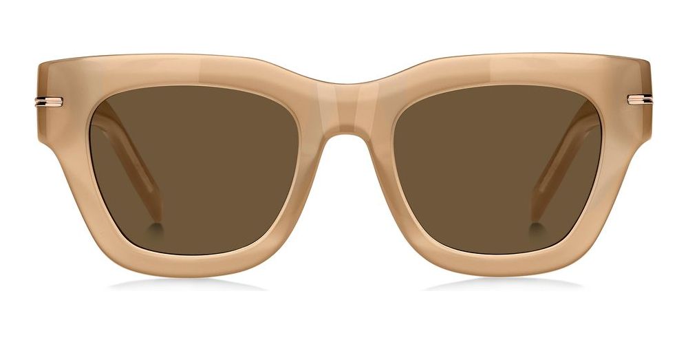 Sleek Beige Acetate Sunglasses with Brown Lenses