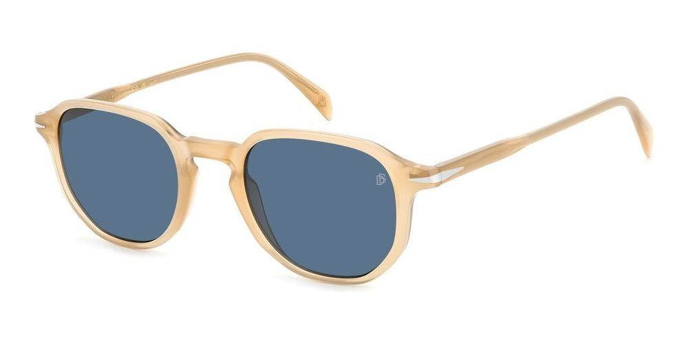 Sleek Light Beige Acetate Frame with Blue Lens