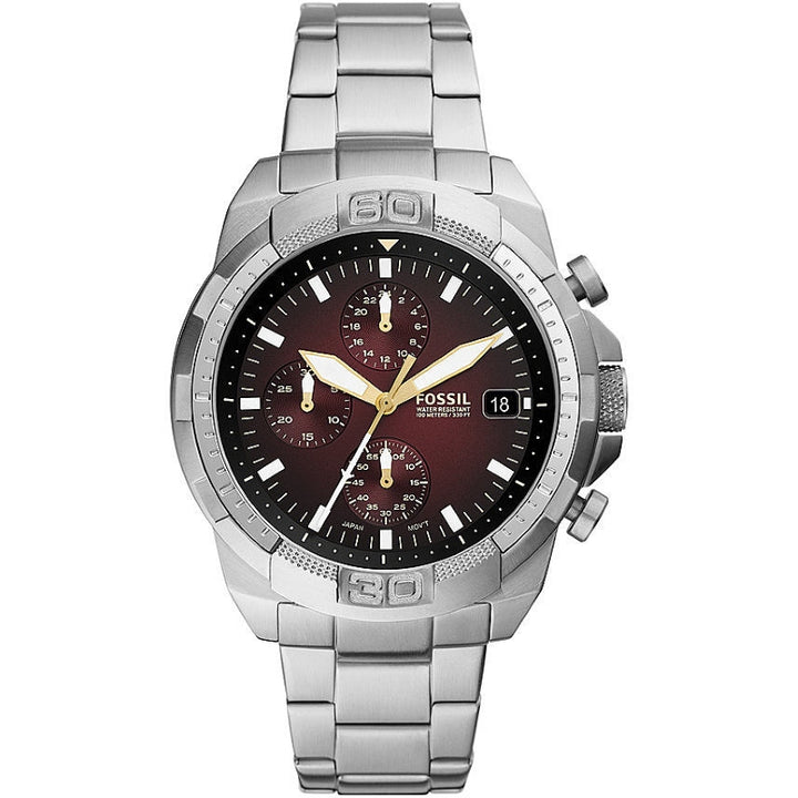 Fossil Chronograph Watch in Silver & Brown