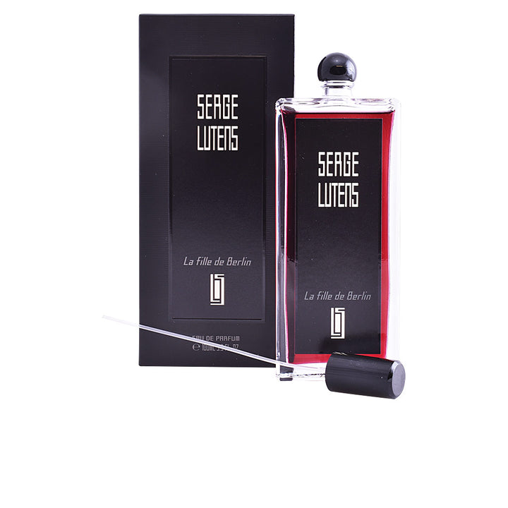 Tall minimalist glass perfume bottle, 100 ml, spiced rose eau de parfum, Collection Noire