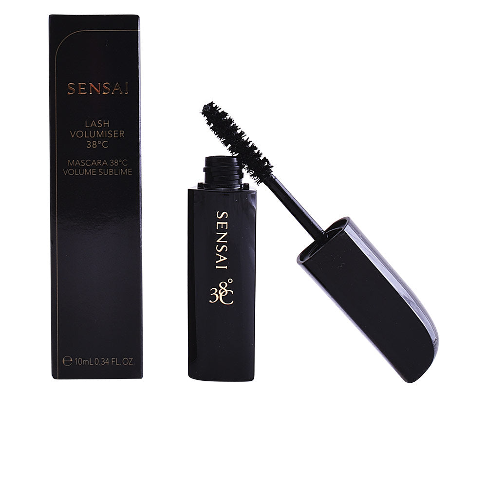 Black volumising mascara tube with triple‑spiral brush, 10 ml, water‑resistant