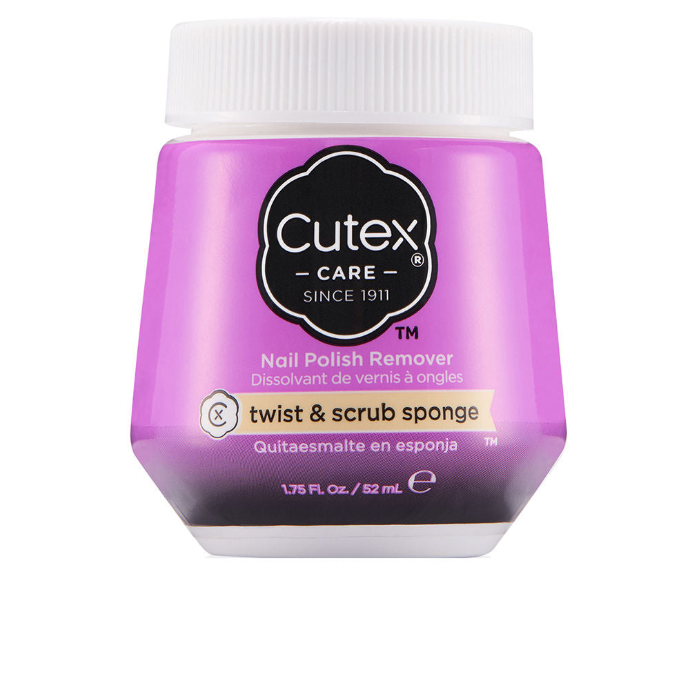 Small 52 ml jar with built-in sponge nail polish remover, twist-and-scrub design