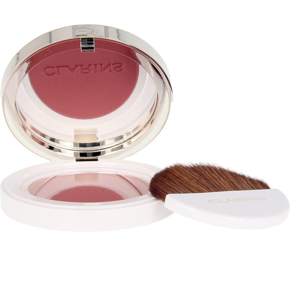 Compact pressed blush in cool purple-pink shade, 5 g pan visible