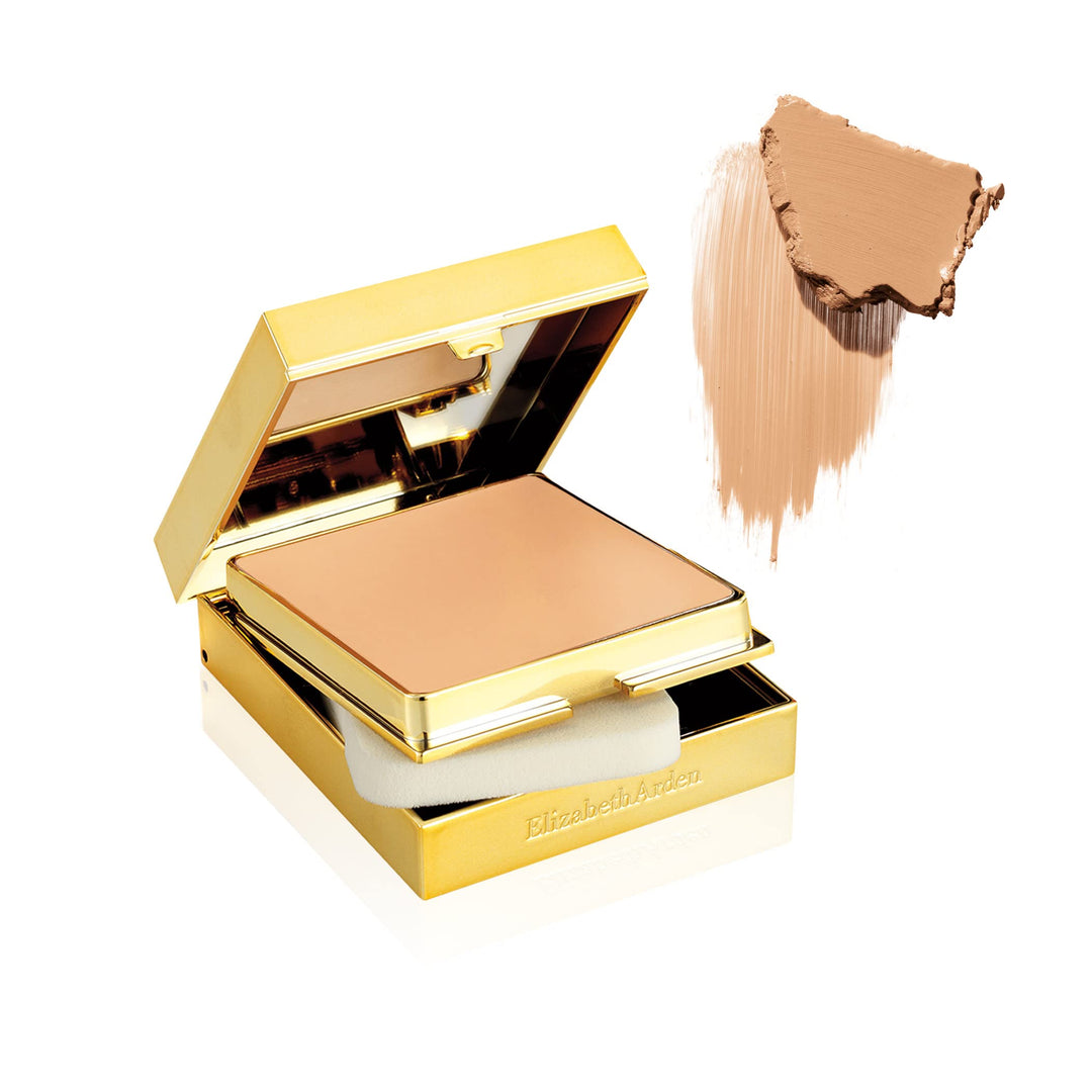 Cream compact foundation in shade 09 Honey Beige with mirror and sponge compartment, 23 g