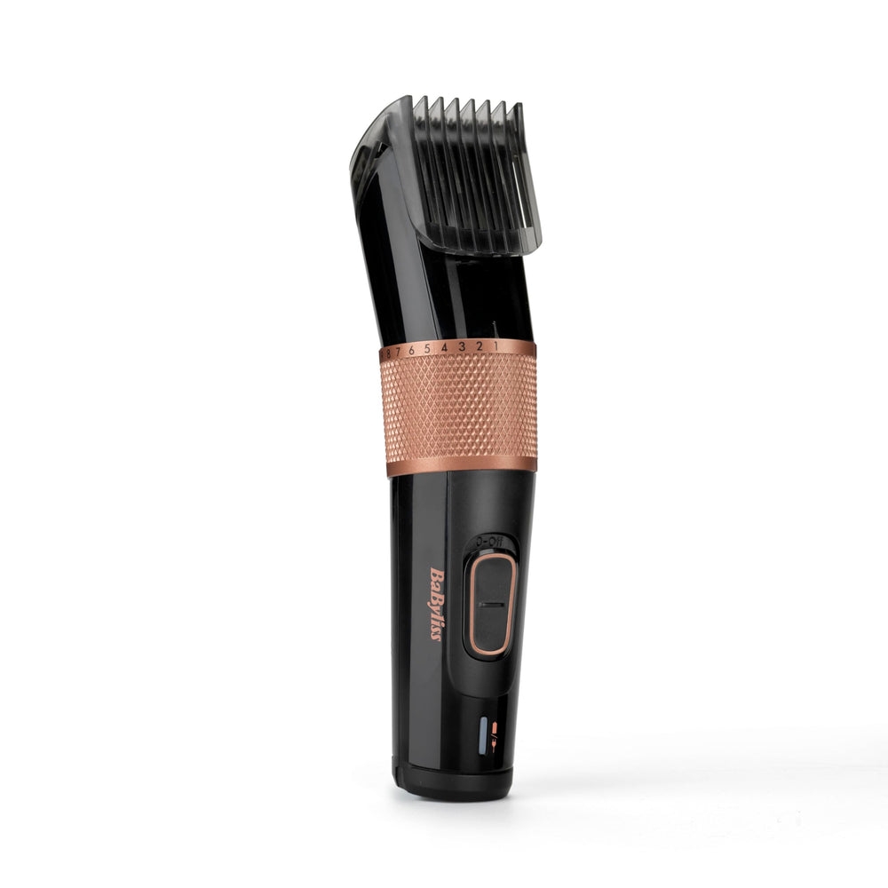 Corded hair trimmer with 45 mm stainless-steel blade and adjustable guard