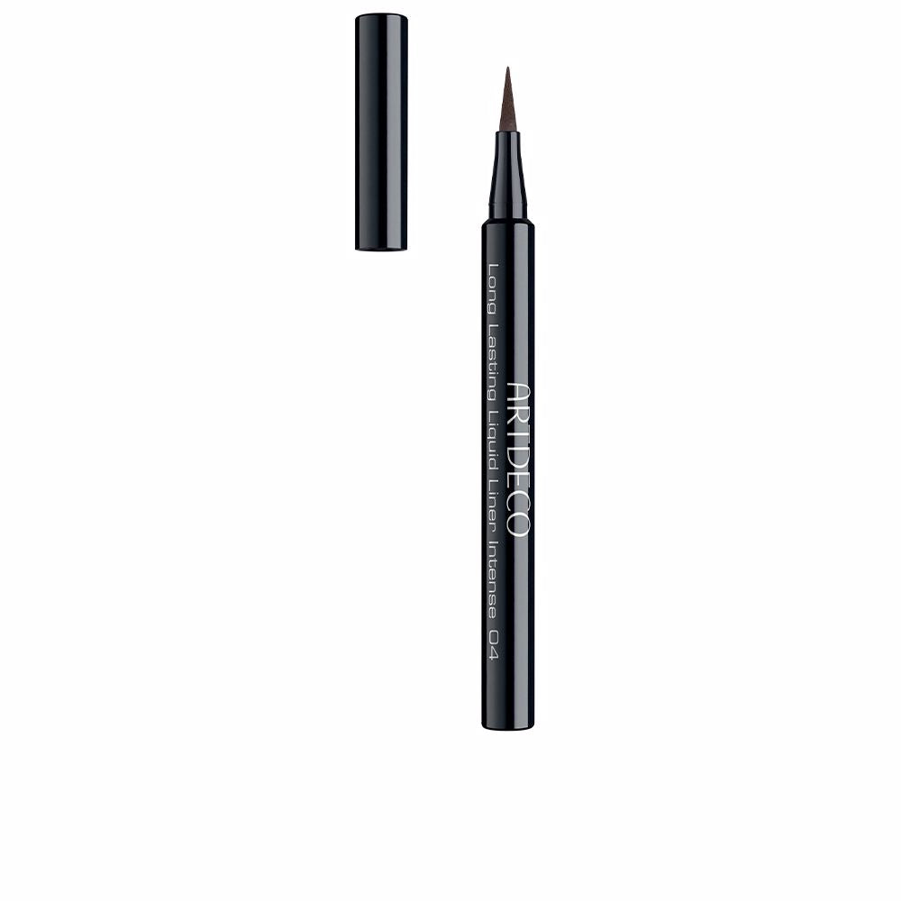 Slim brown liquid eyeliner with fine nylon brush, 0.6 ml compact tube