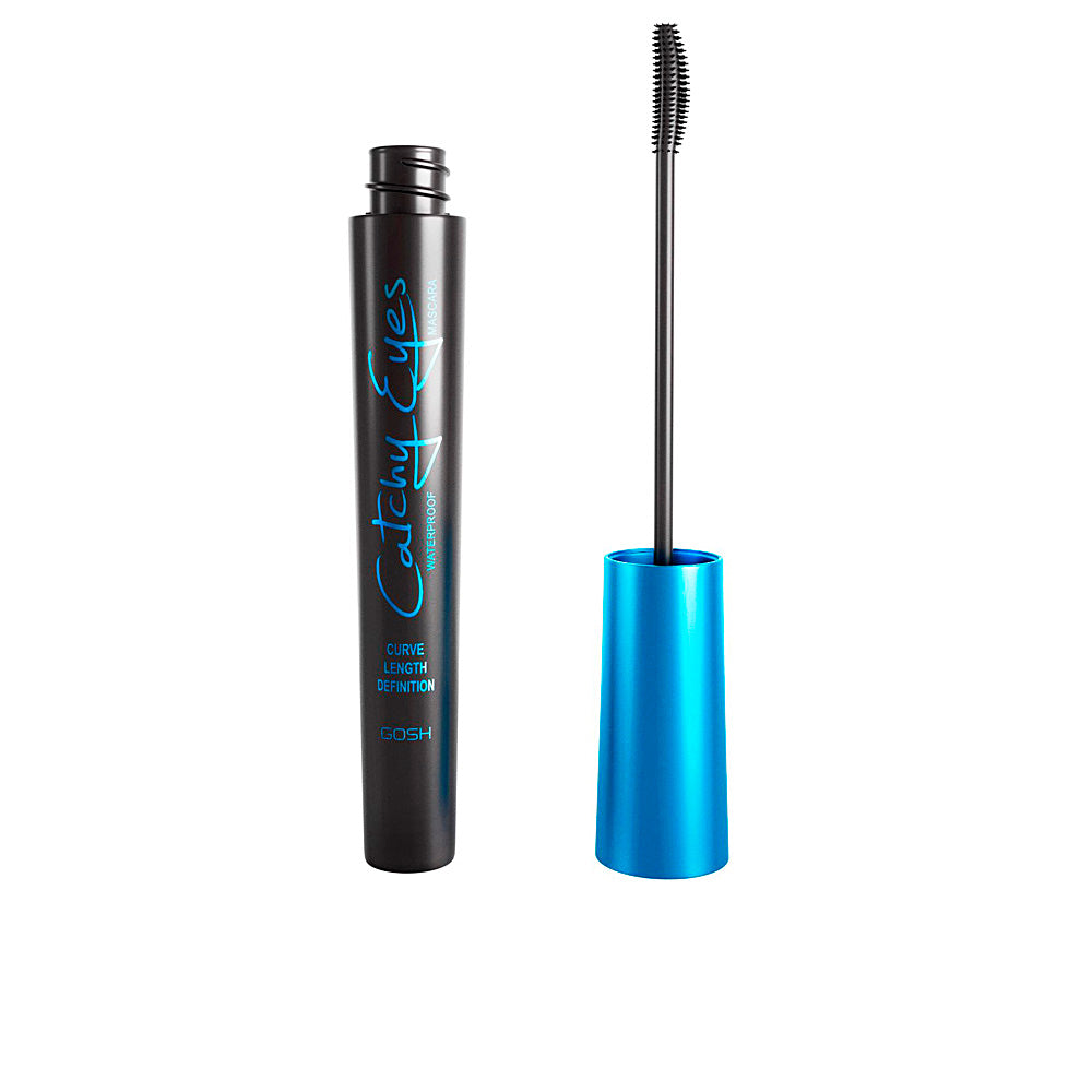 Black waterproof mascara tube with curved brush, 8 ml, Unisex