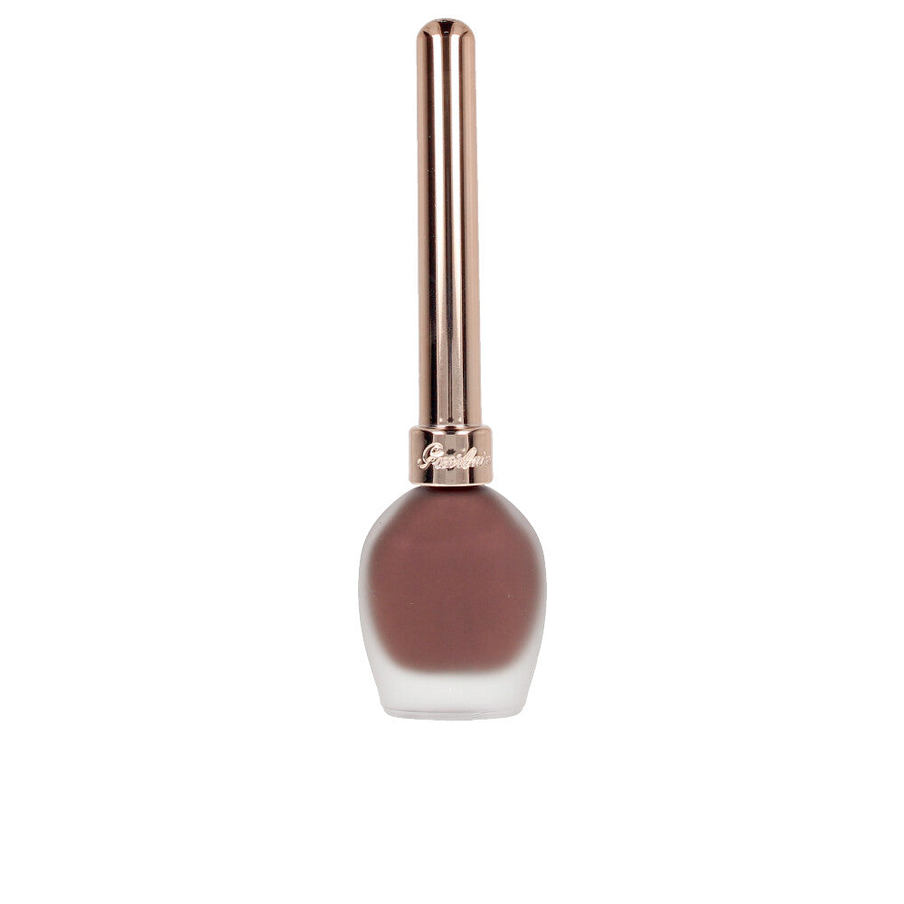 Slim black bottle with fine calligraphy-style brush and brown 5 ml shade