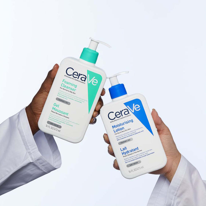 236 ml light, non‑greasy hydrating body lotion with three ceramides and hyaluronic acid