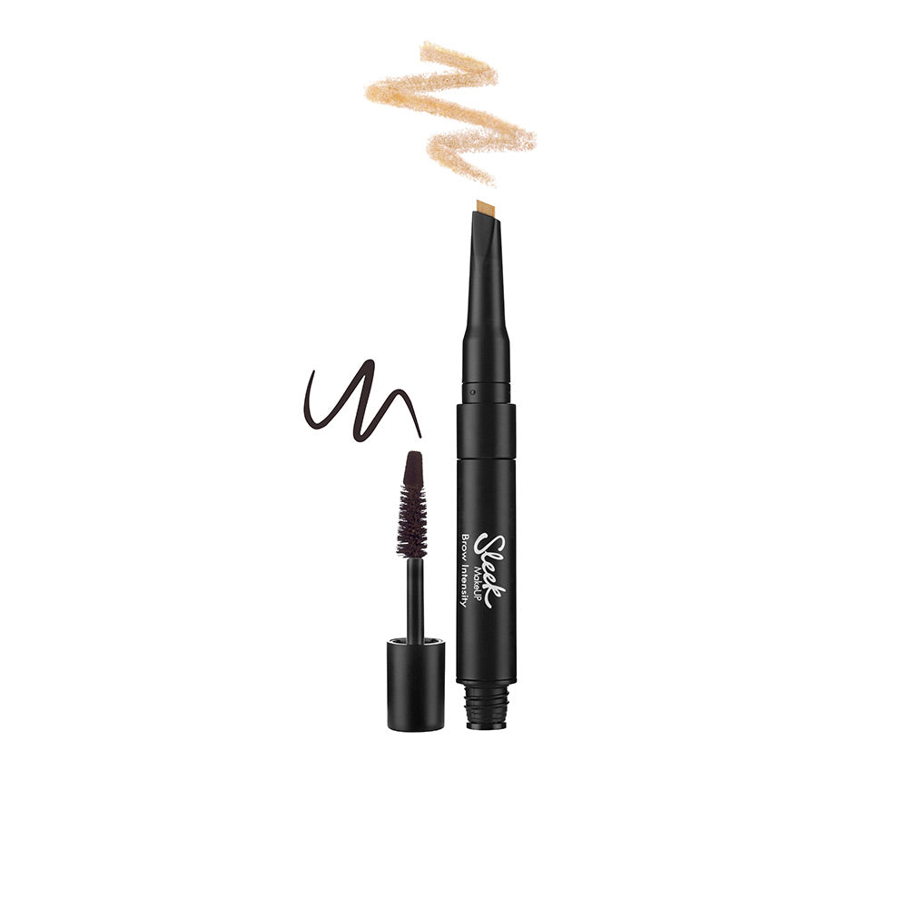 Compact dual-action eyebrow gel with sponge applicator and integrated highlighter, Extra Dark