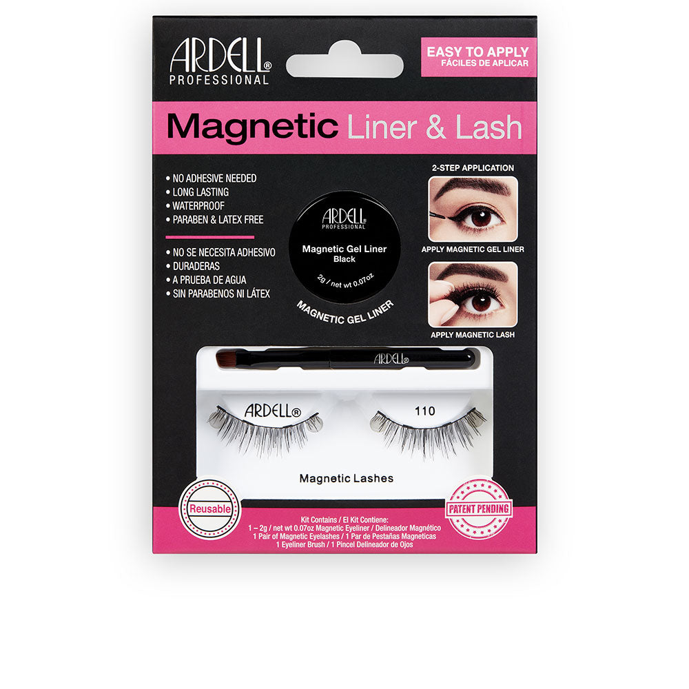 Compact kit with black magnetised gel liner and two #110 magnetic lash pairs