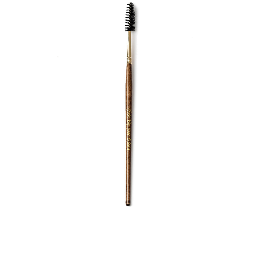 Chocolate-coloured synthetic goupillon brush for brows and lashes, single-piece