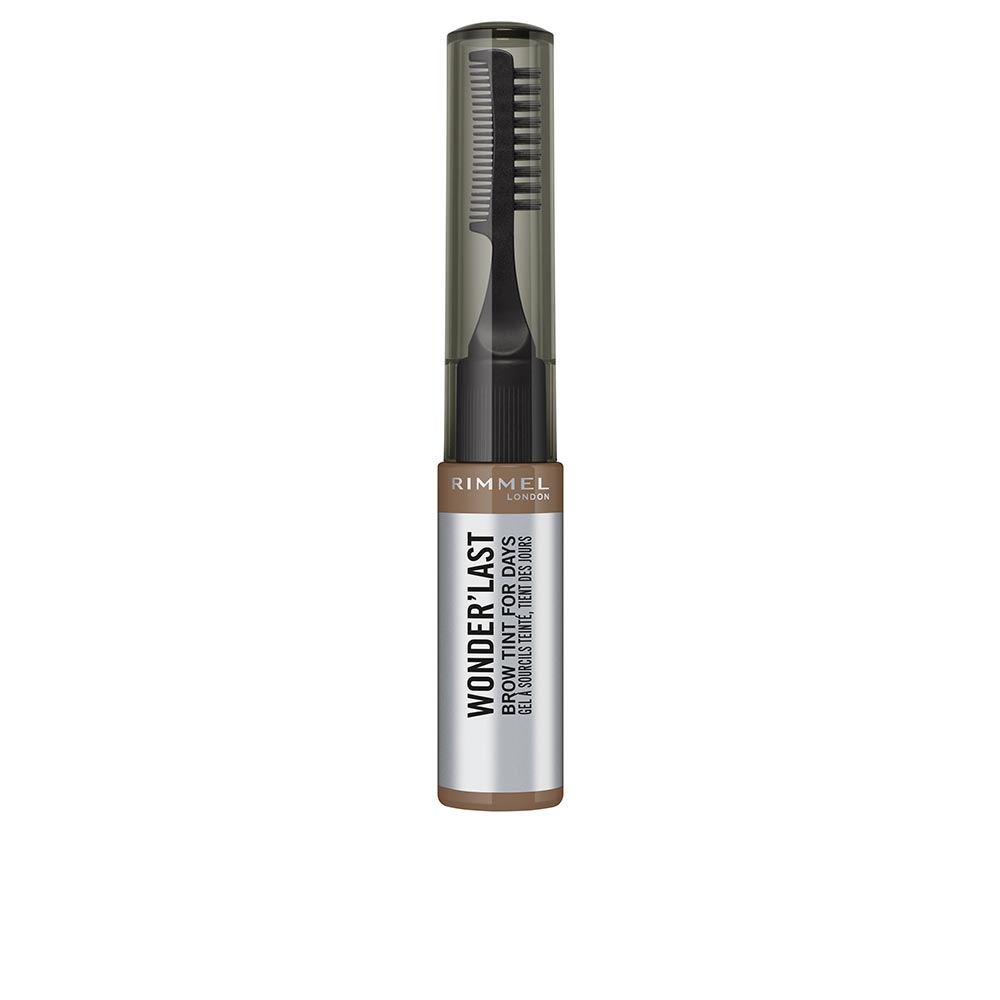 Small conical‑brush tinted brow gel tube, 4.5 ml, medium brown shade, compact design