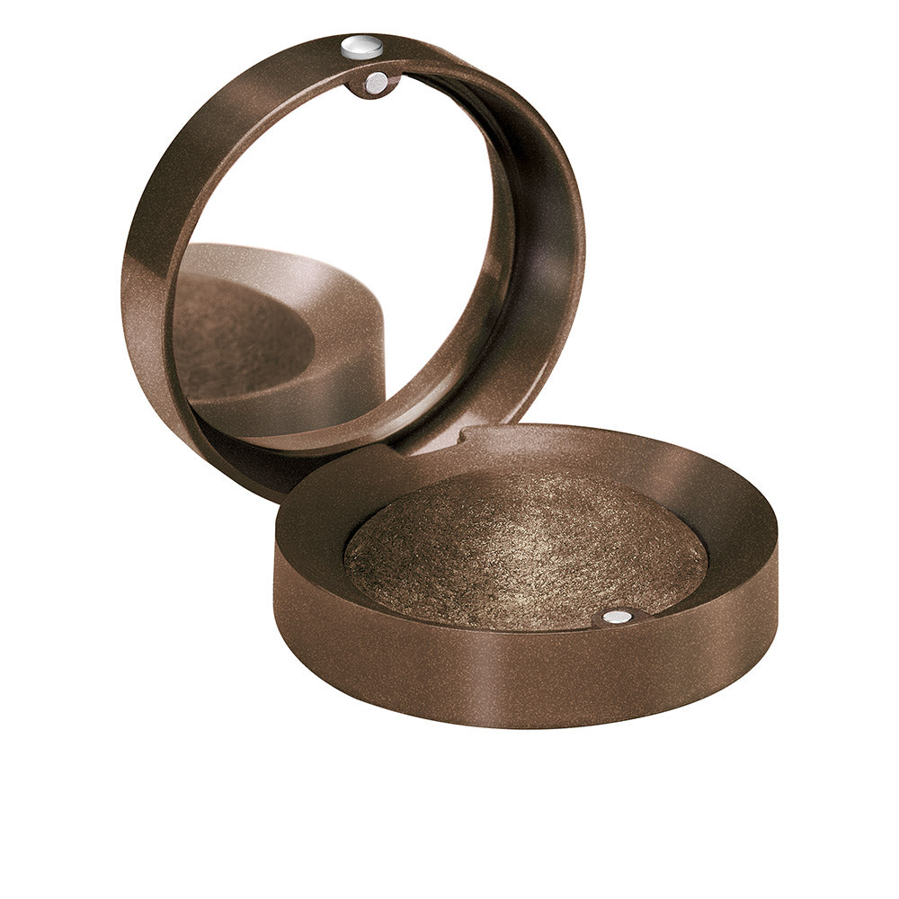 Small rounded baked eyeshadow pot, metallic bronze shade, 1.2 g