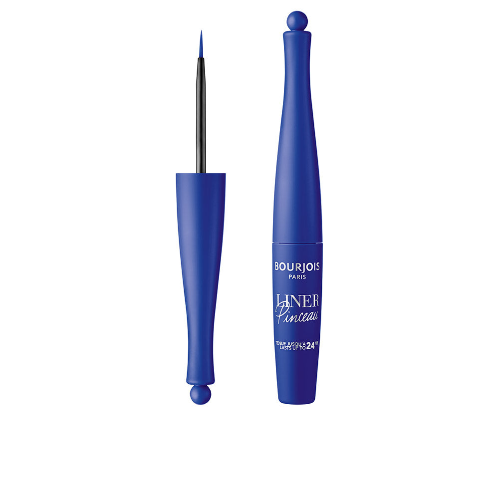 Slim blue liquid eyeliner with fine brush applicator, 2.5 ml vial