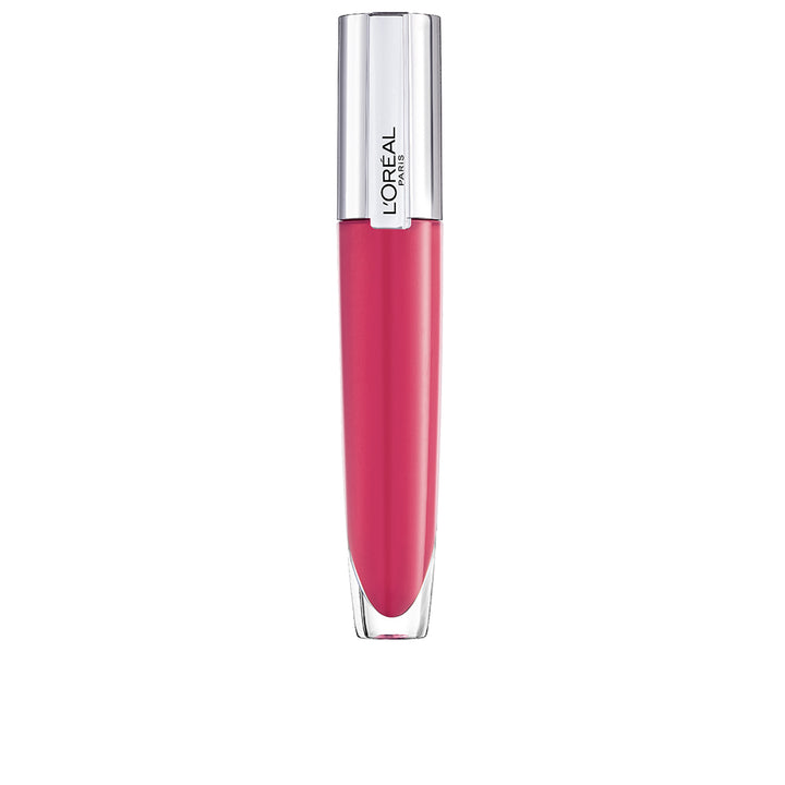 Small 7 ml clear plumping lip gloss tube with soft pink sheen, high-shine finish, Unisex