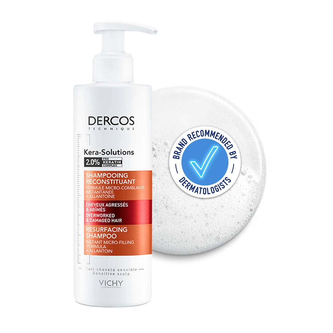 250 ml white bottle of pro‑keratin repairing shampoo for damaged, dry hair