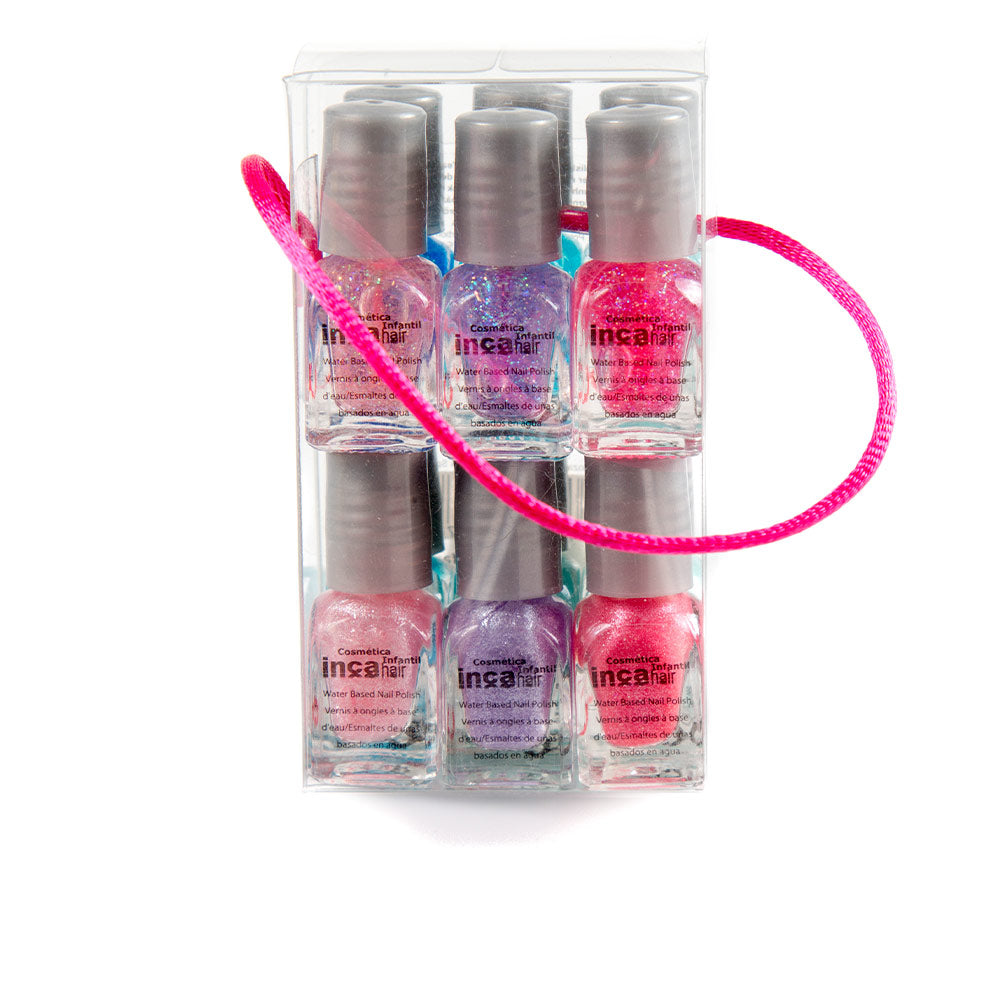 12 small pots of assorted water‑wash glitter nail polish, assorted colours in a set
