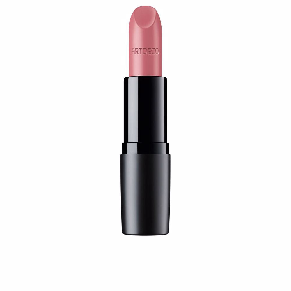 Matte rosy-pink lipstick bullet, creamy velour finish, 4 g compact