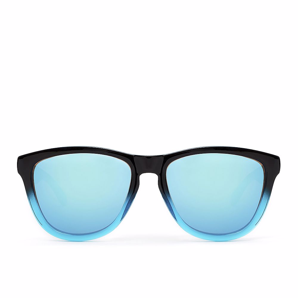 Square fusion clear blue plastic sunglasses, 54 mm lenses, Unisex