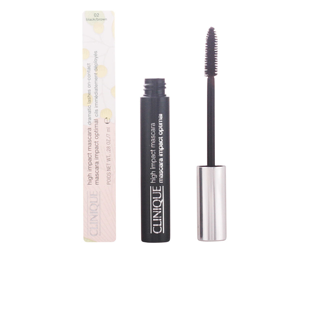 Tube and wand of black-brown volumising mascara, 8 g, unscented