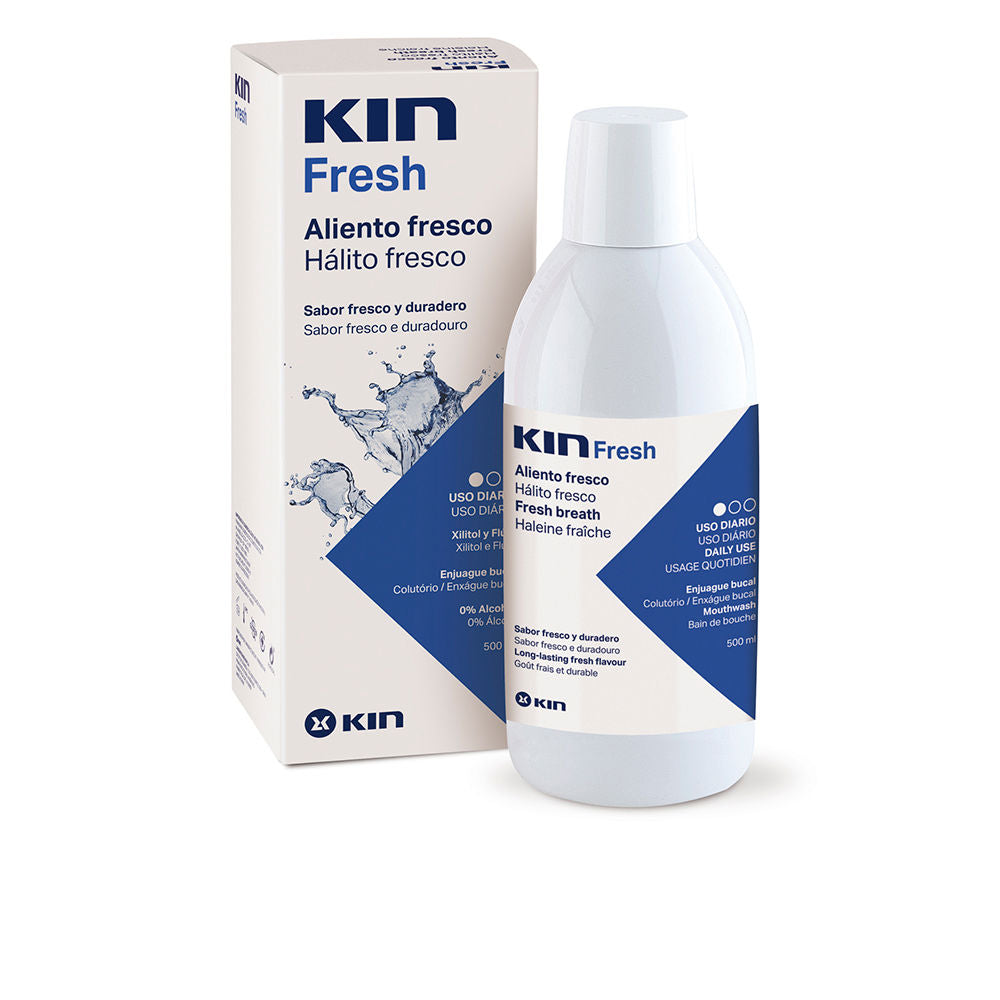 500 ml clear mint mouthwash bottle with fluoride, daily protection