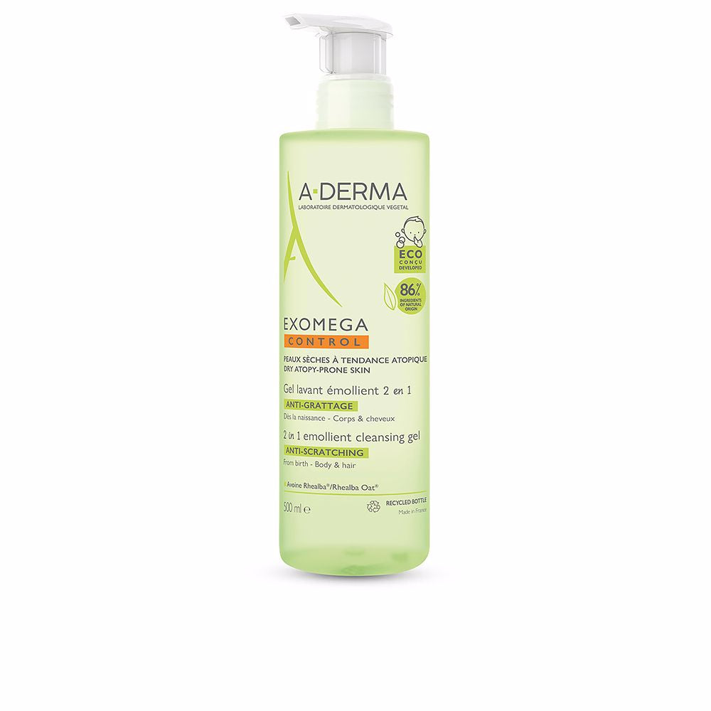 500 ml pump bottle of emollient 2‑in‑1 cleansing gel for babies with oat extract