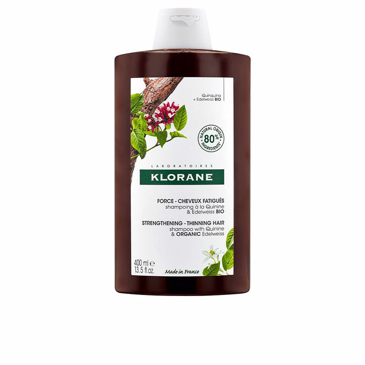 400 ml unisex shampoo bottle — quinine and edelweiss strengthening formula