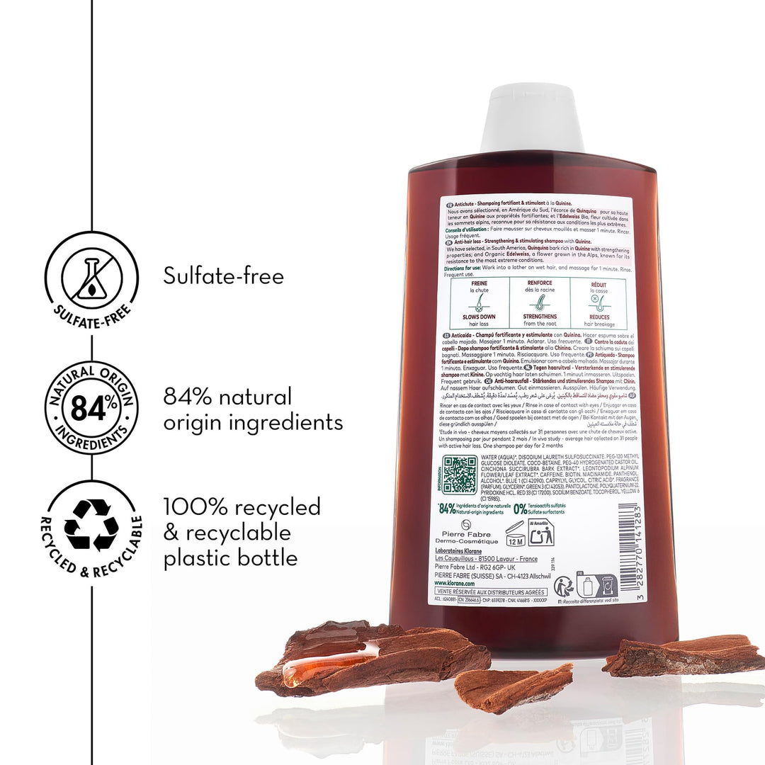 400 ml unisex shampoo bottle — quinine and edelweiss strengthening formula
