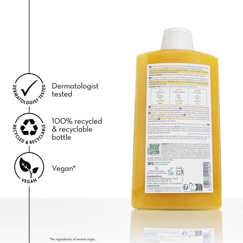 400 ml bottle of mango seed butter nourishing shampoo for Unisex dry hair