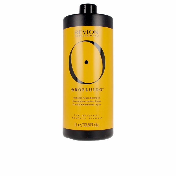Tall golden bottle of argan radiance shampoo, 1,000 ml, Unisex hair care