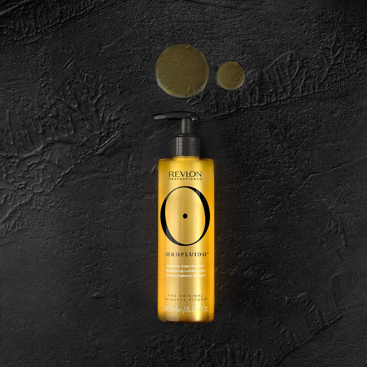 240 ml golden liquid argan shampoo bottle for Unisex hair