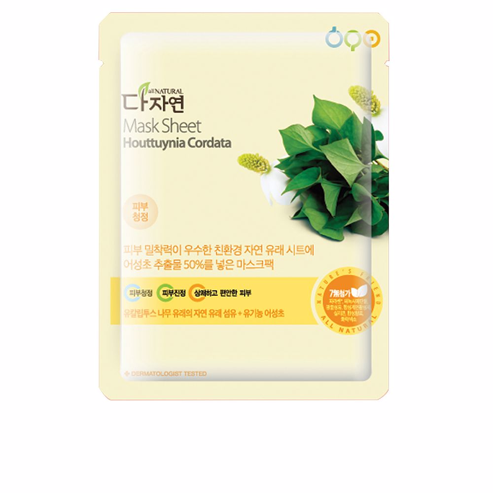 Single 25 ml houttuynia bio‑cellulose facial sheet mask for Women in simple packaging