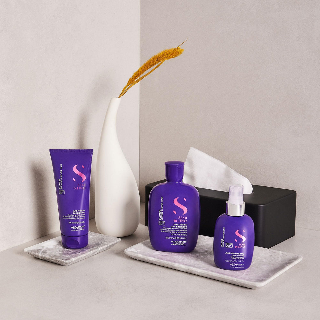 250 ml bottle of violet‑toning sulfate‑reduced shampoo for blonde and silver hair