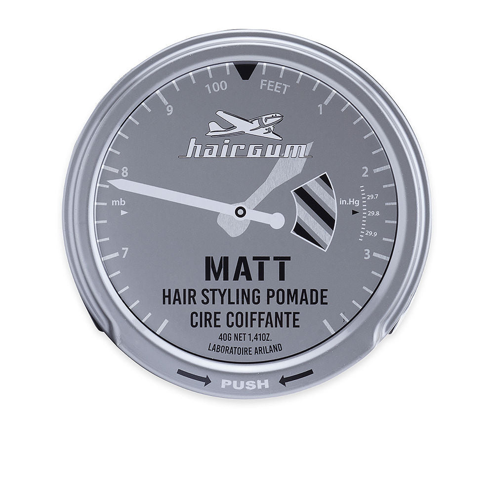 40 g matte wax pomade in press-top tin, low-shine styling for Man