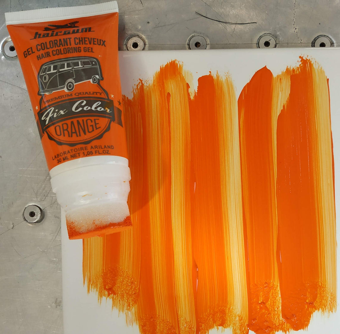 30 ml orange temporary hair colour gel in foam-applied tube