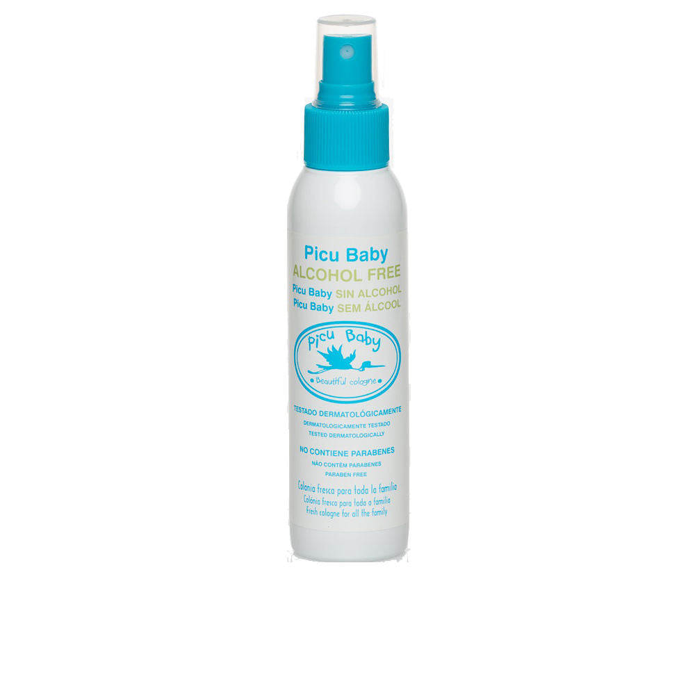 Picu Baby alcohol-free cologne bottle with fine spray, gentle unisex scent.