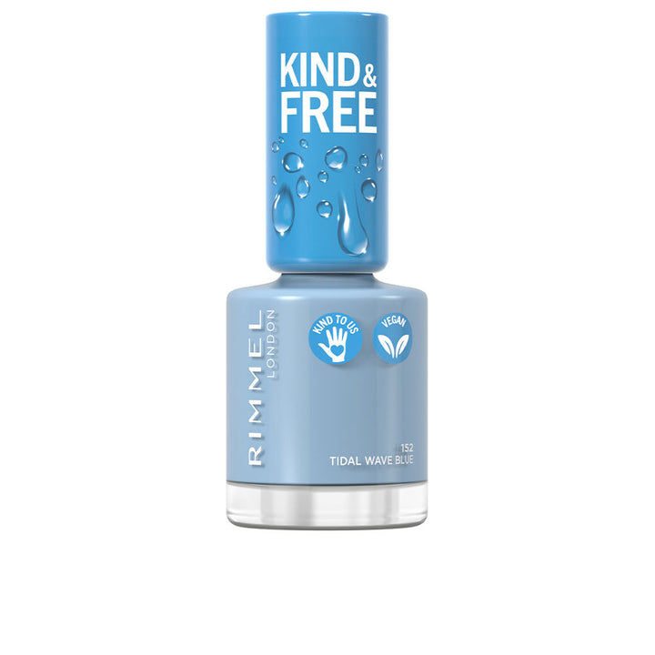 Small 8 ml blue cream nail polish bottle, sustainable packaging, vegan