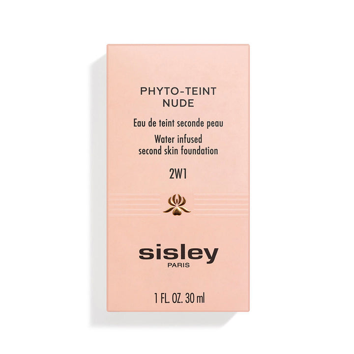 30 ml pump foundation bottle, shade 2W1 light beige, satin finish packaging