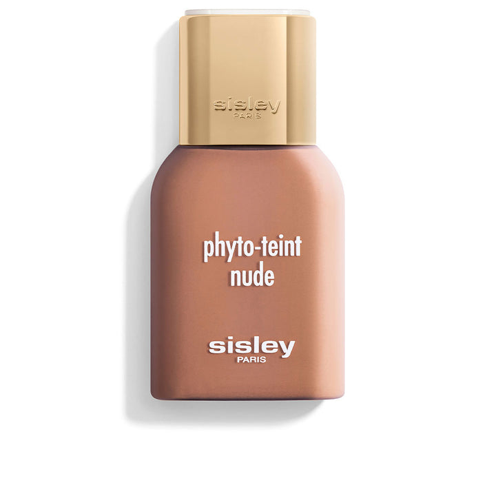 30 ml amber glass bottle of light satin fluid foundation, shade 6C-amber