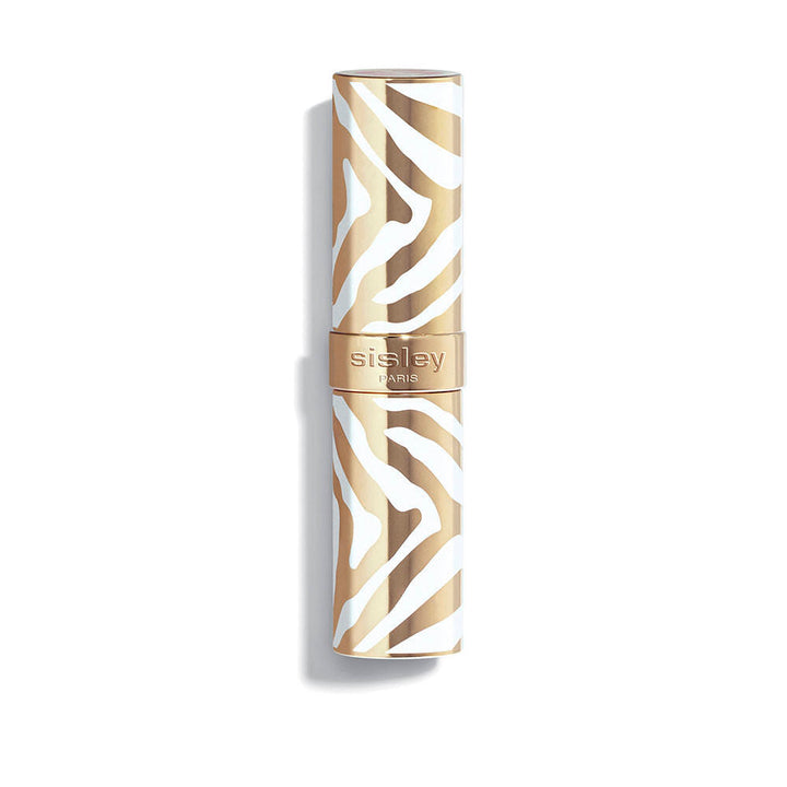 Rechargeable glossy lipstick in white and gold zebra case, shade Sheer Blossom, 3.4 g, Unisex