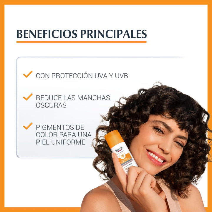 50 ml tinted SPF 50+ sun fluid in medium shade, lightweight non‑greasy texture