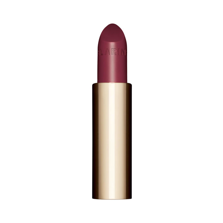 Close-up of cream satin lipstick refill, 3.5 g, warm red shade, refill packaging