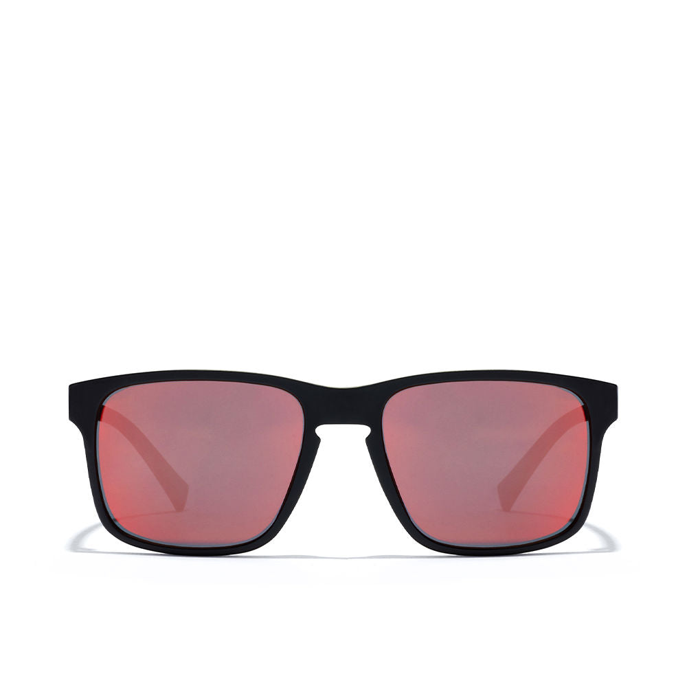 Unisex black square sport sunglasses, nylon frame, 55 mm lenses, 140 mm temples