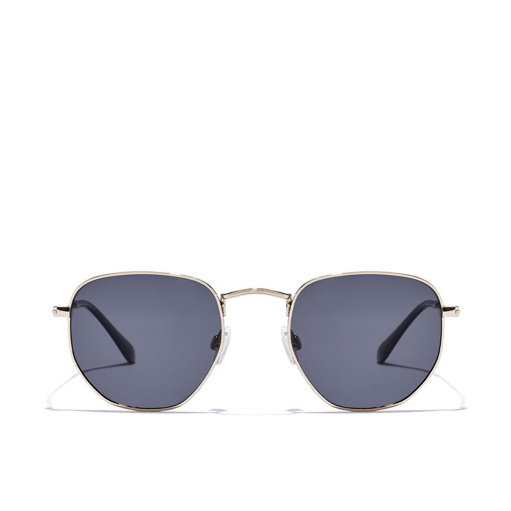 Geometric stainless steel sunglasses with polarised grey lenses, Unisex, 21 mm bridge