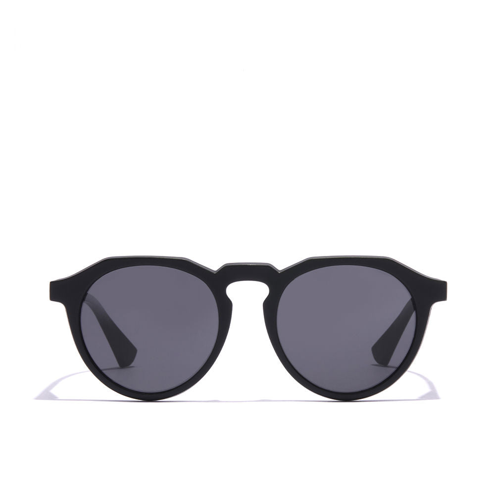 Round carbon black nylon sunglasses with polarised lenses, 52 mm lens
