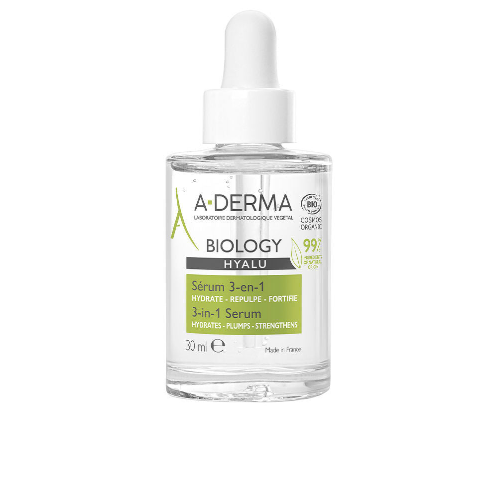 30 ml clear gel serum bottle with oat imagery, organic hyaluronic formula