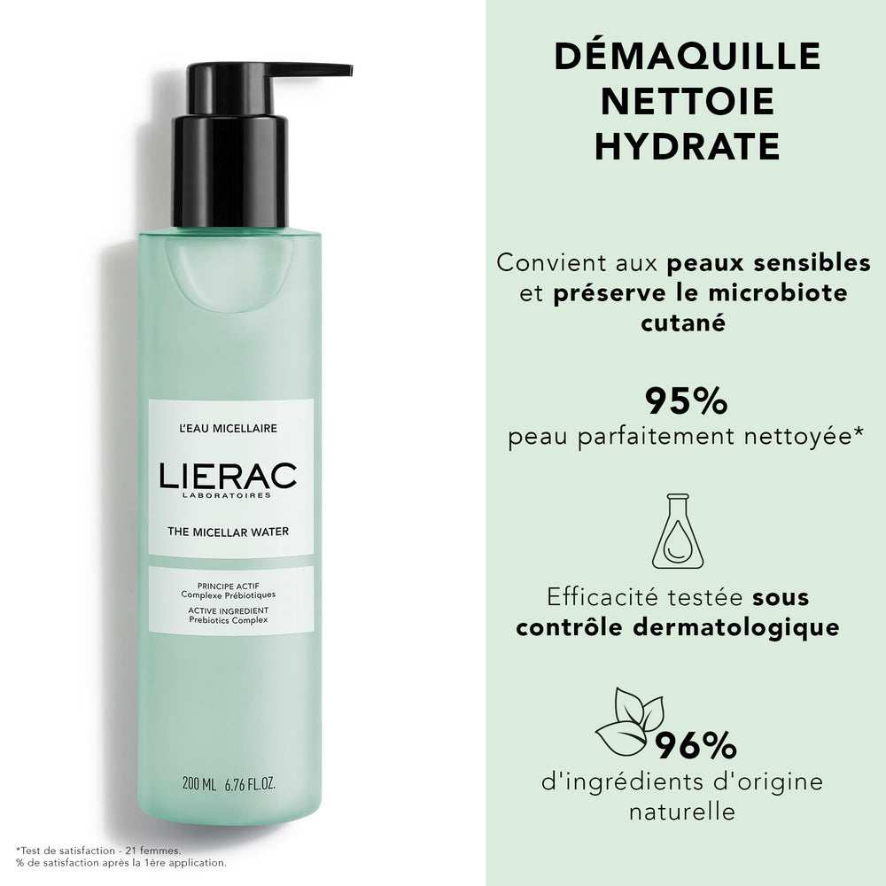 Transparent 200 ml micellar water bottle with marine-inspired label for Women